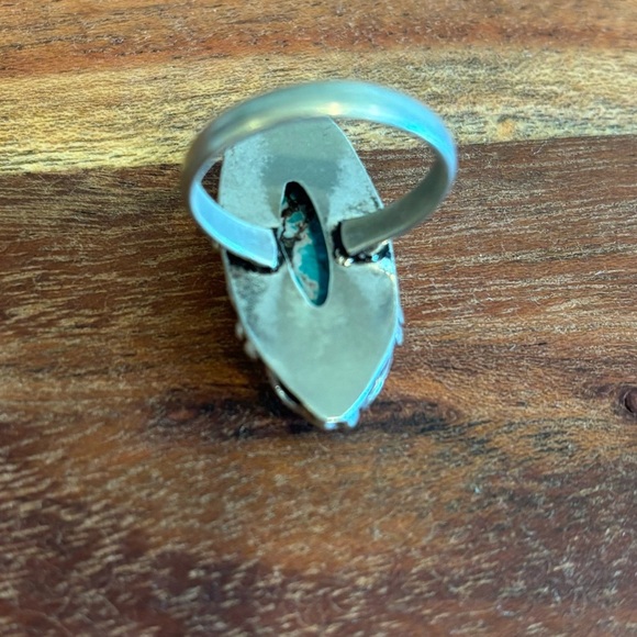 Vintage 925 Sterling Silver Large Spiderweb Morenci Turquoise Navajo Ring Size 7 - Picture 7 of 9